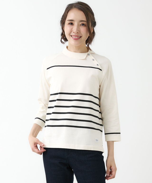 ハイネック ボーダー カットソー