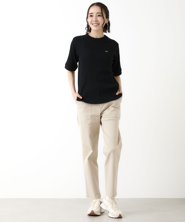 地柄 5分袖 カットソー