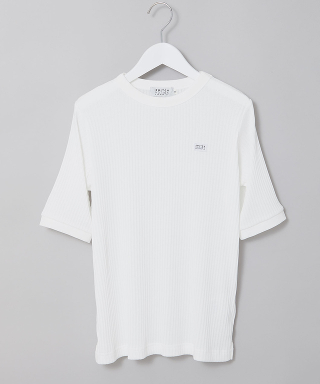 地柄 5分袖 カットソー