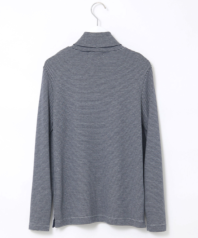 コットンスムースボーダー タートルネック カットソー