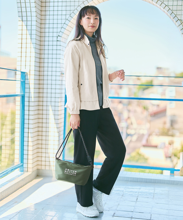 コットンスムースボーダー タートルネック カットソー