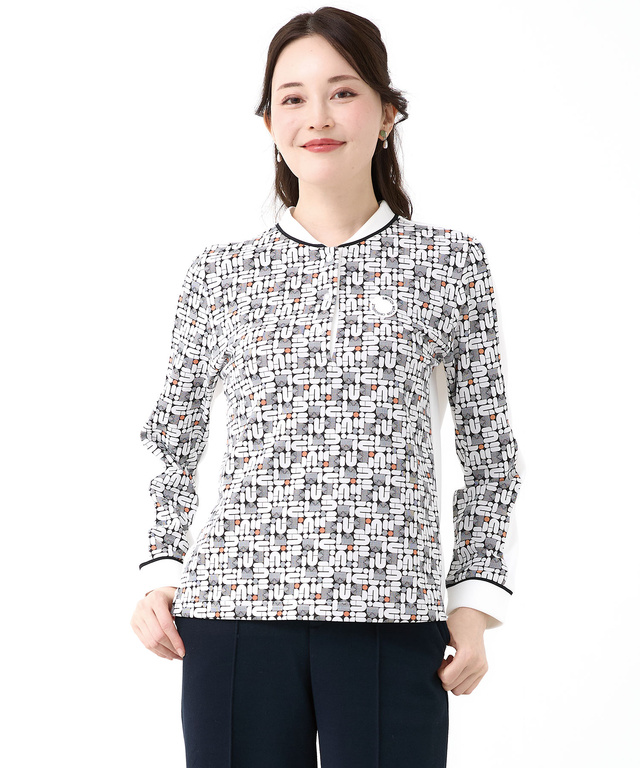 モノグラム スナップボタン ポロシャツ