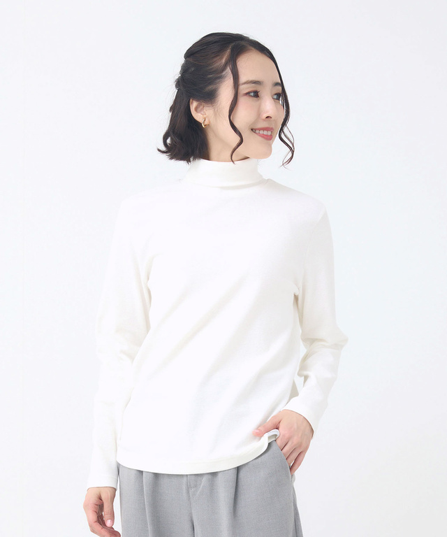 リブ タートルネック カットソー