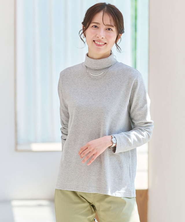 リブ タートルネック カットソー