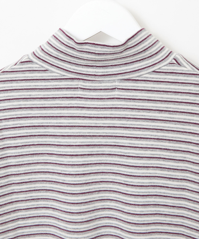 スムース ボーダー タートルネックカットソー