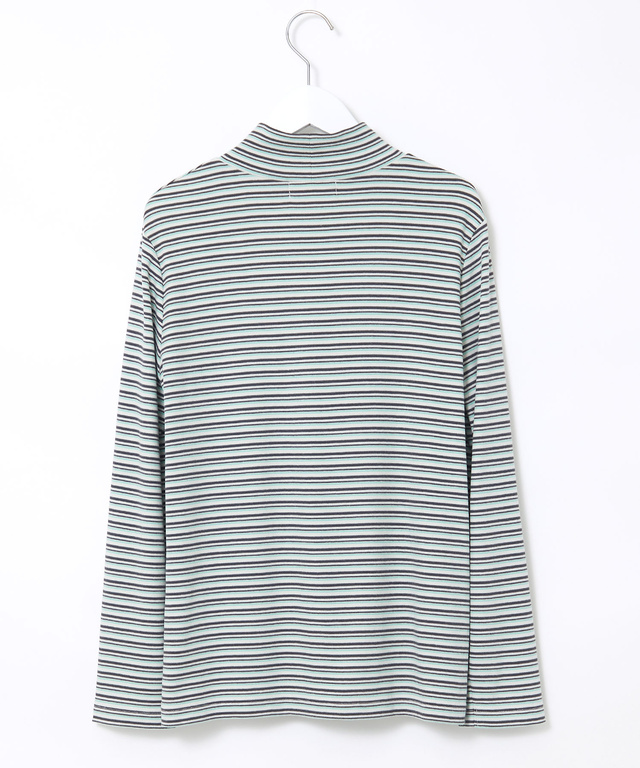 スムース ボーダー タートルネックカットソー