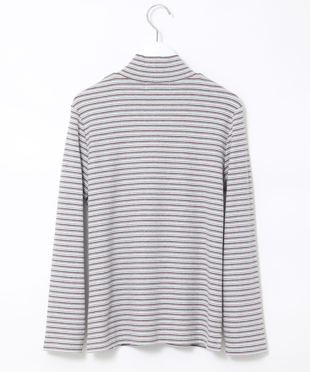 スムース ボーダー タートルネックカットソー