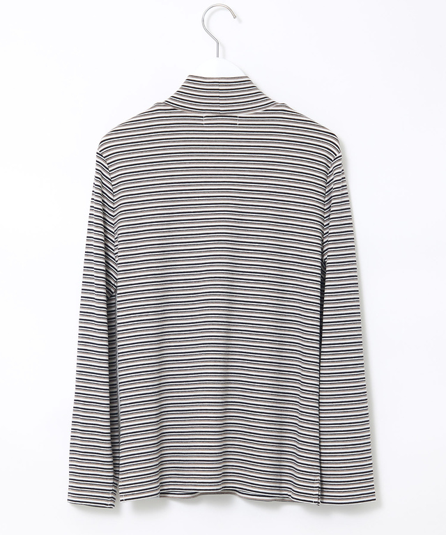 スムース ボーダー タートルネックカットソー