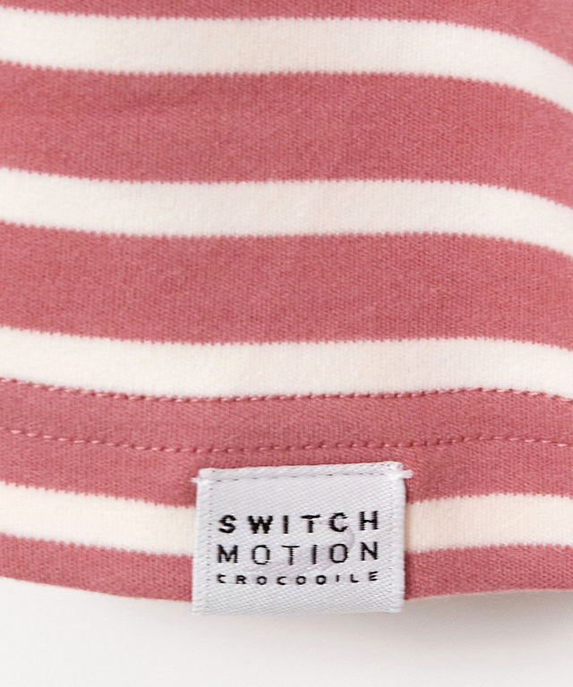 起毛ボーダー タートルネックカットソー