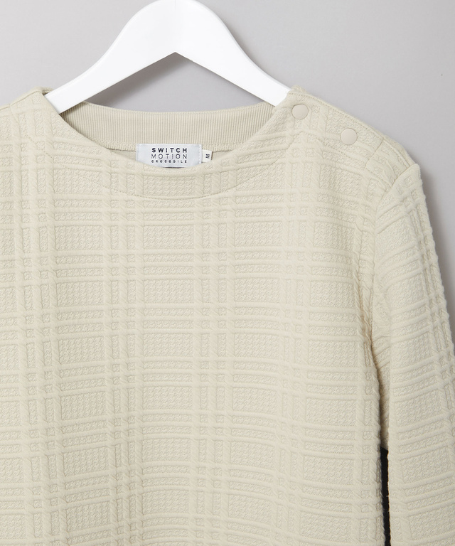 ブリスターチェック柄 ボタン付 トレーナー