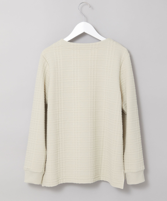 ブリスターチェック柄 ボタン付 トレーナー