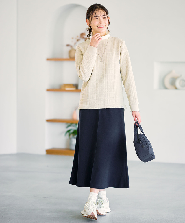 ブリスターチェック柄 ボタン付 トレーナー