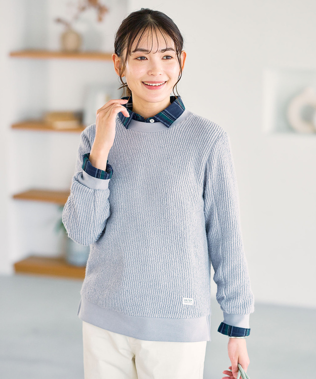 ニット風 クルーネックトレーナー