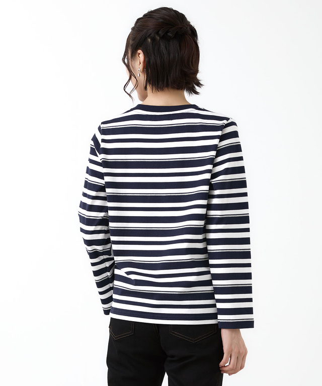 天竺 パネルボーダー クルーネックTシャツ