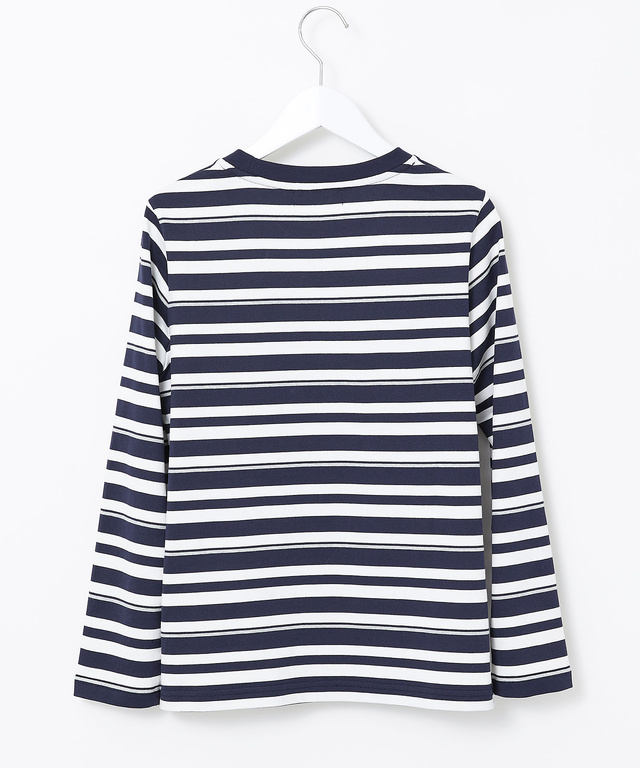 天竺 パネルボーダー クルーネックTシャツ