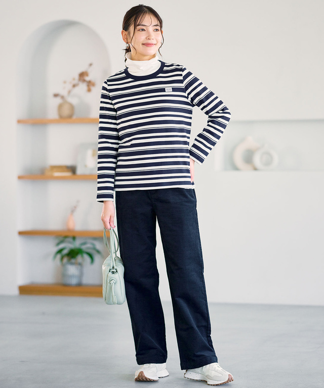 天竺 パネルボーダー クルーネックTシャツ