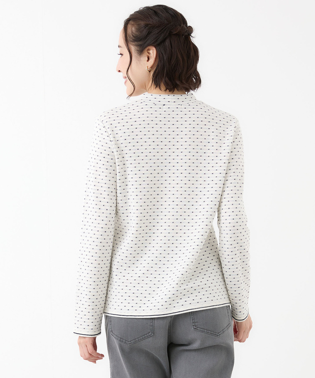 ドット柄 ジャカード カットソー