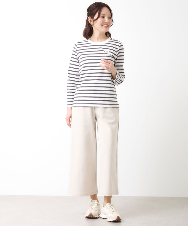 天竺 パネルボーダー クルーネック Tシャツ