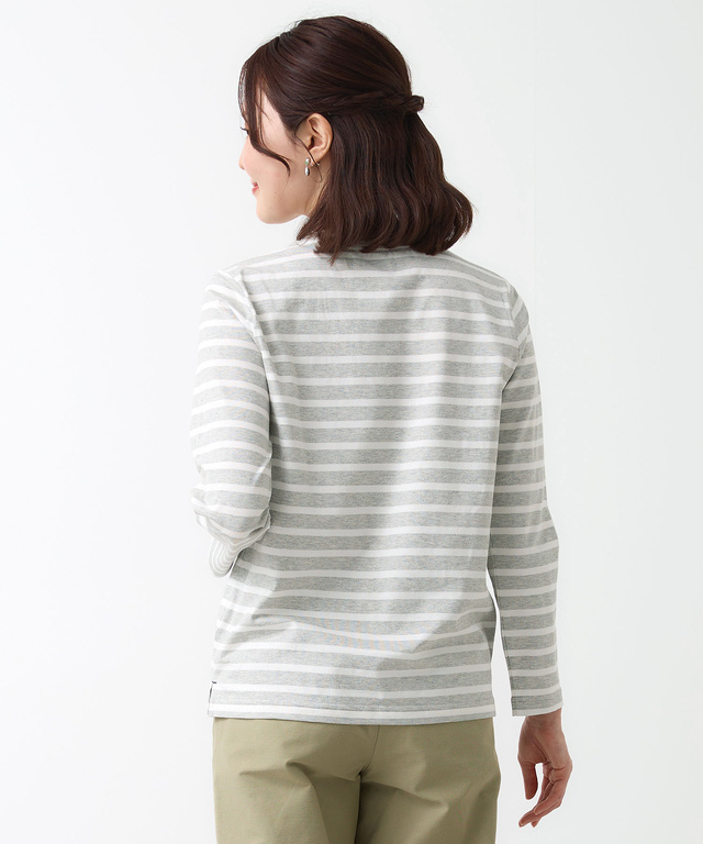 天竺 パネルボーダー クルーネック Tシャツ