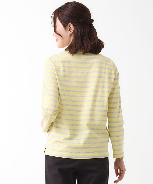 天竺 パネルボーダー クルーネック Tシャツ