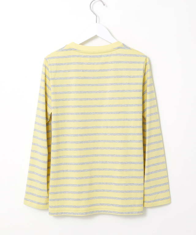 天竺 パネルボーダー クルーネック Tシャツ