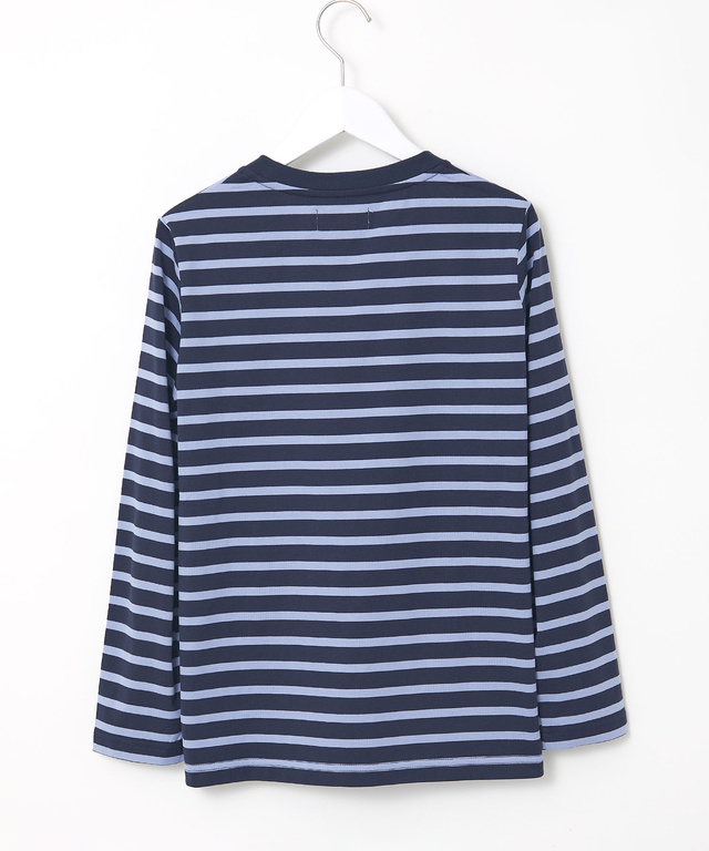 天竺 パネルボーダー クルーネック Tシャツ