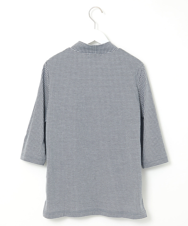 ギンガム ハイネック カットソー