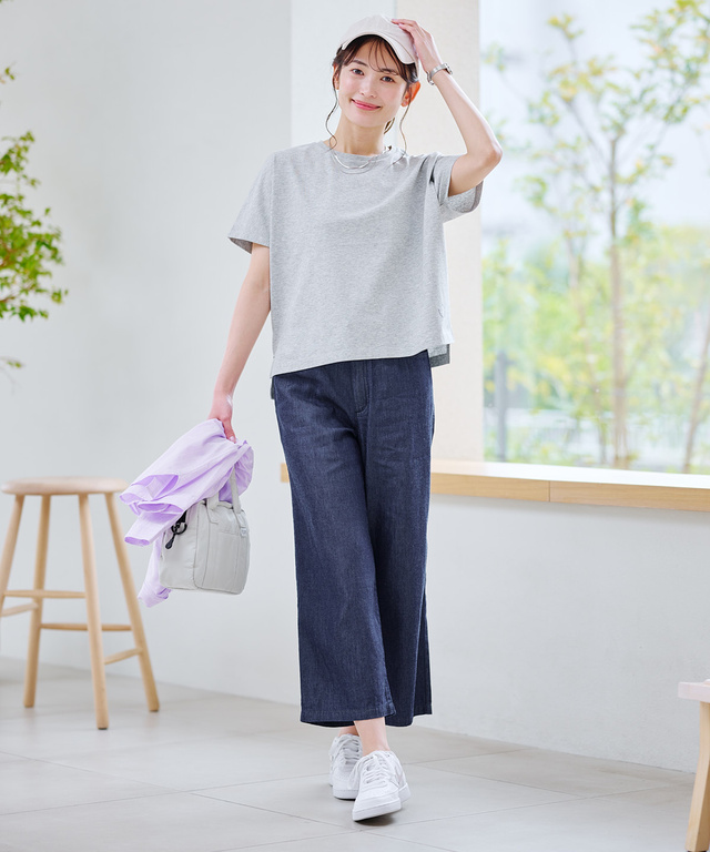 プレーティング天竺 ドルマンスリーブ Tシャツ【接触冷感】