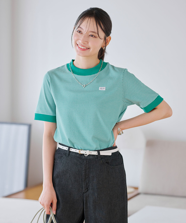 プレーティング天竺 リブ切り替え Tシャツ【吸水速乾】