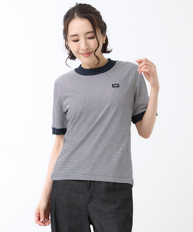プレーティング天竺 リブ切り替え Tシャツ【吸水速乾】