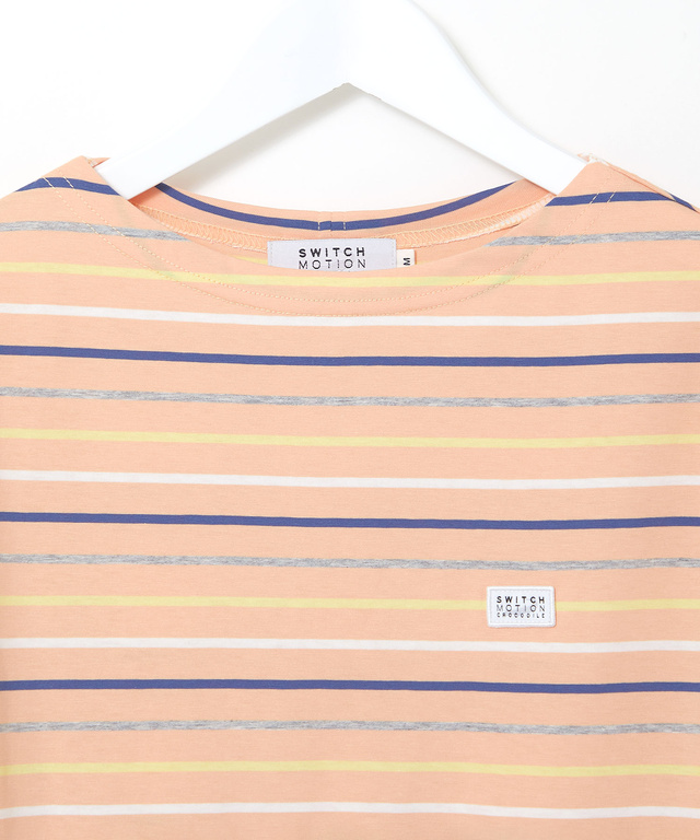 スノーコットン ボーダー 七分袖 Tシャツ【接触冷感】