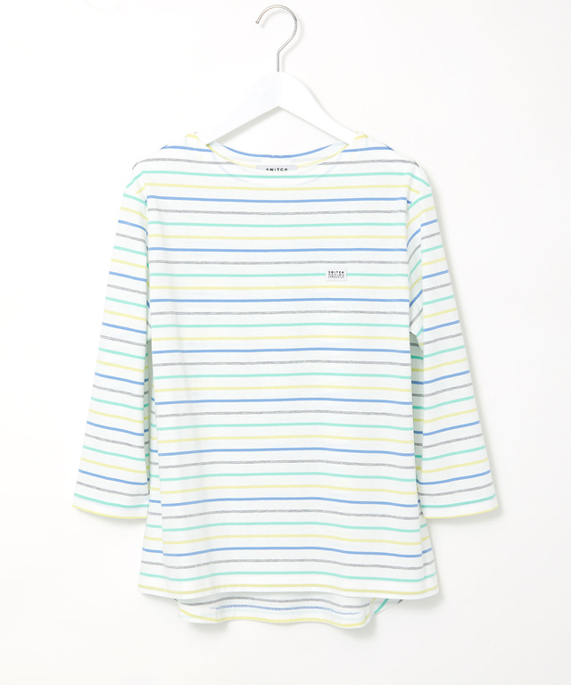 スノーコットン ボーダー 七分袖 Tシャツ【接触冷感】