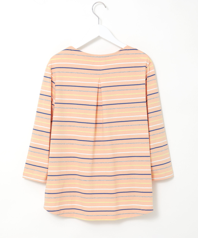 スノーコットン ボーダー 七分袖 Tシャツ【接触冷感】