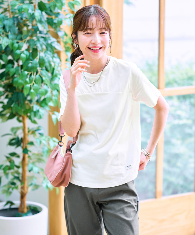 スノーコットン フロントギャザー Tシャツ【接触冷感】