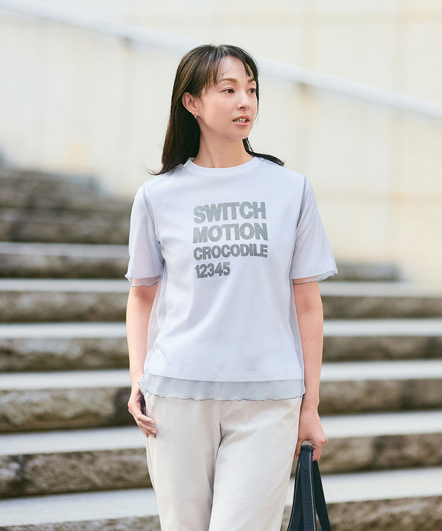 スムース チュール レイヤード風 Tシャツ
