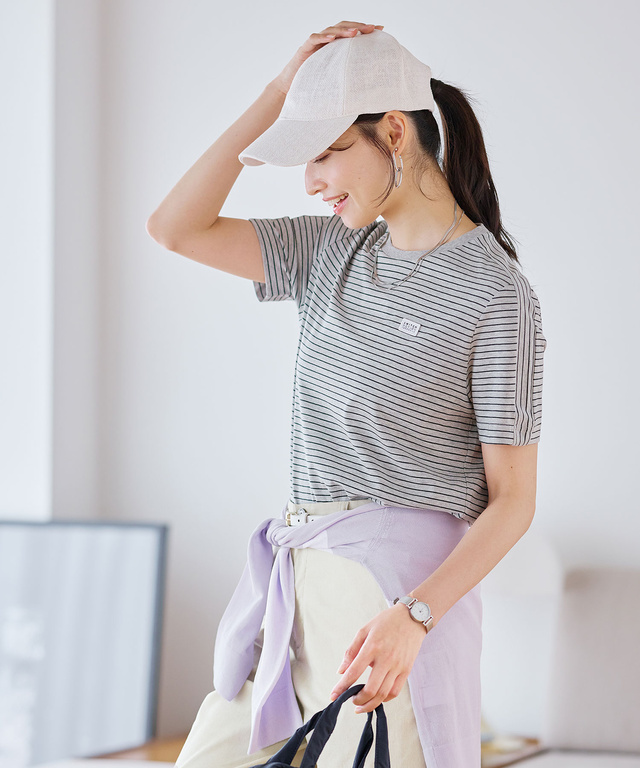 スノーコットン 天竺 ボーダー Tシャツ【接触冷感】