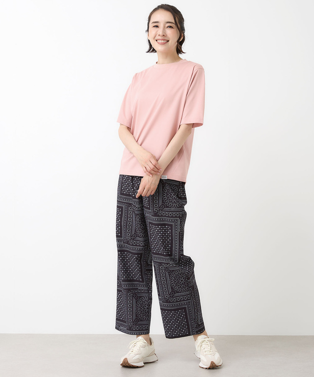 プレーティング天竺 切り替えロゴ Tシャツ【接触冷感】