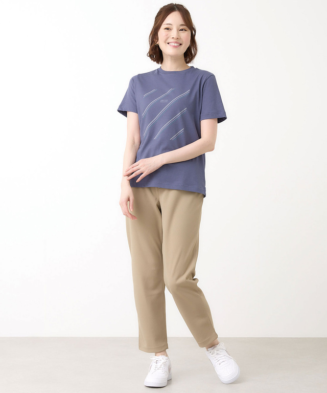 プレーティング天竺 マルチライン プリント Tシャツ【吸汗速乾】