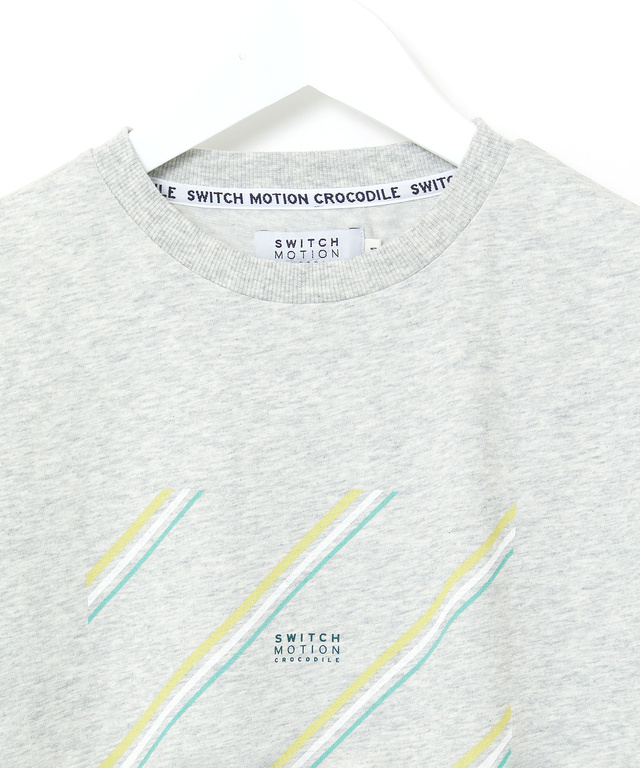 プレーティング天竺 マルチライン プリント Tシャツ【吸汗速乾】
