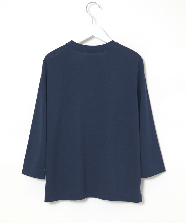 鹿の子編み  ボーダー配色 7分袖Tシャツ