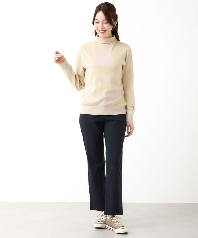 タートルネック 配色 ニット【手洗いOK】