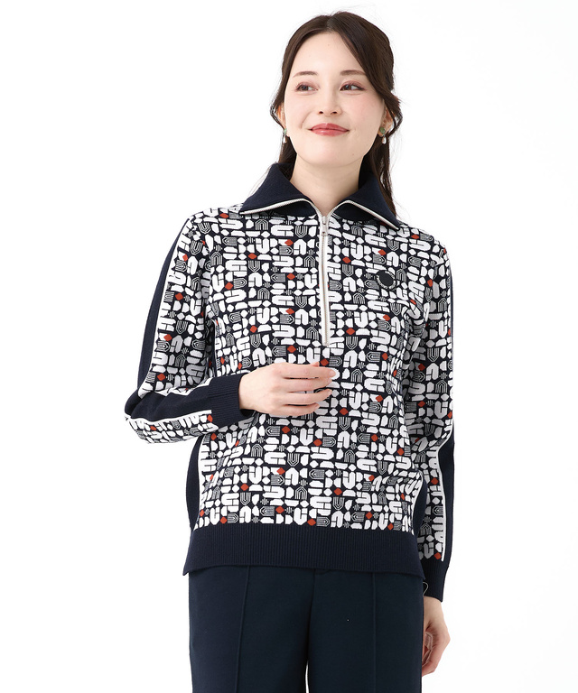 モノグラム ハーフジップ プルオーバー ニット