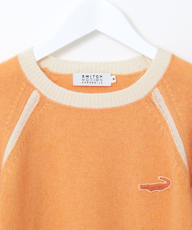 ウールブレンド リブ配色 プルオーバーニット