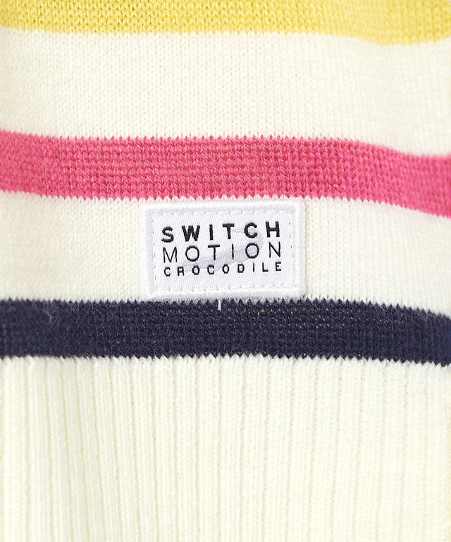 ウールブレンド パネルボーダー柄 ニット【手洗いOK】