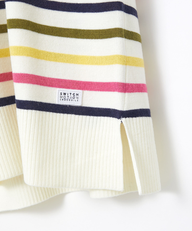 ウールブレンド パネルボーダー柄 ニット【手洗いOK】