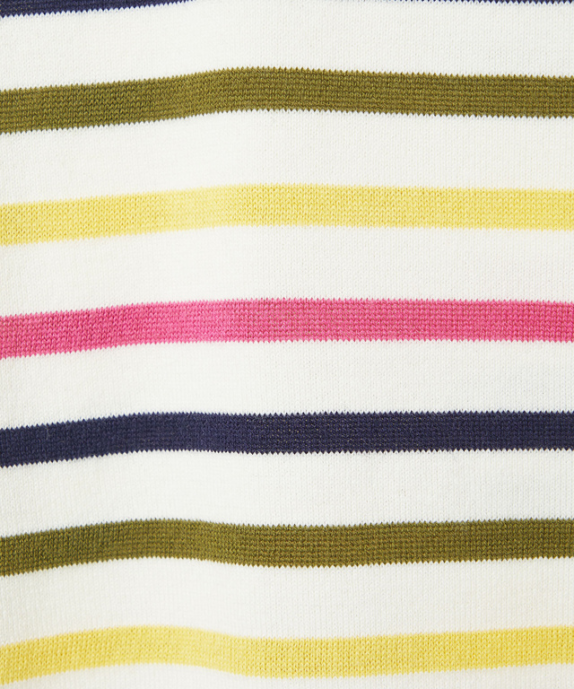 ウールブレンド パネルボーダー柄 ニット【手洗いOK】