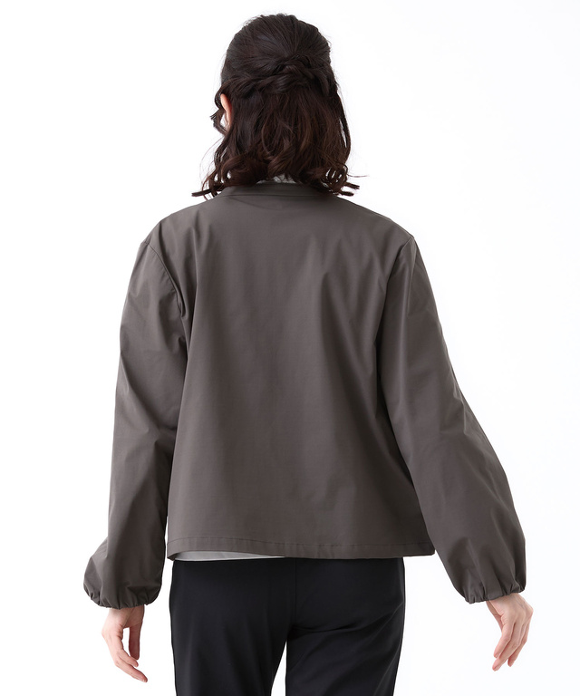 ギャザーデザイン ノーカラー ブルゾン【手洗いOK】