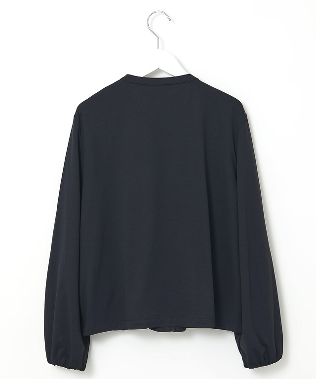 ギャザーデザイン ノーカラー ブルゾン【手洗いOK】