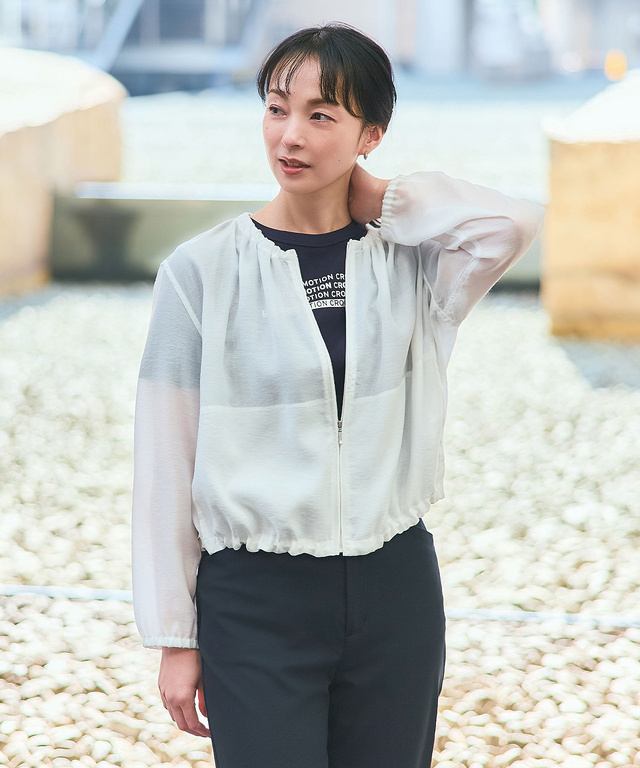 ギャザーデザイン シアーブルゾン【手洗いOK】