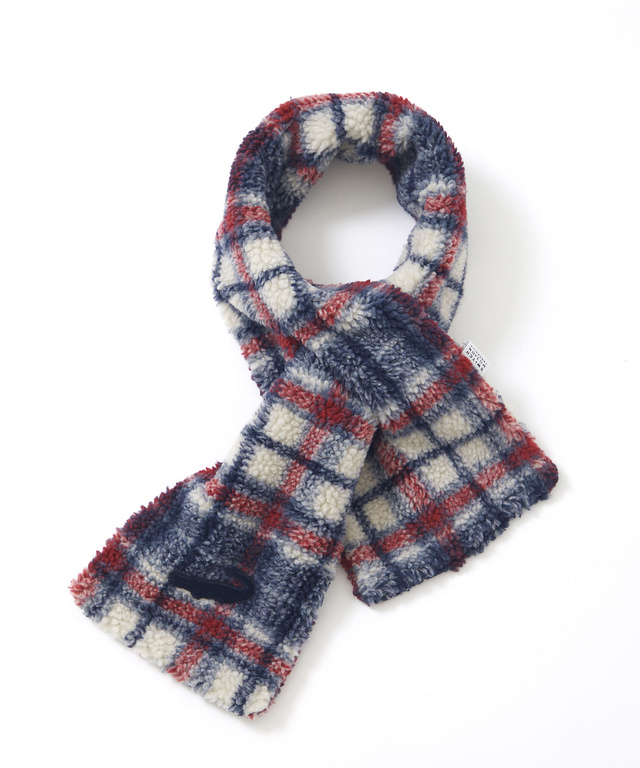 チェック柄 ボア マフラー